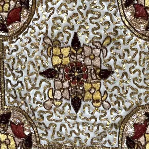 Sequin and Beaded Gold Decorative Pillow Case Set - Picture 3 of 6